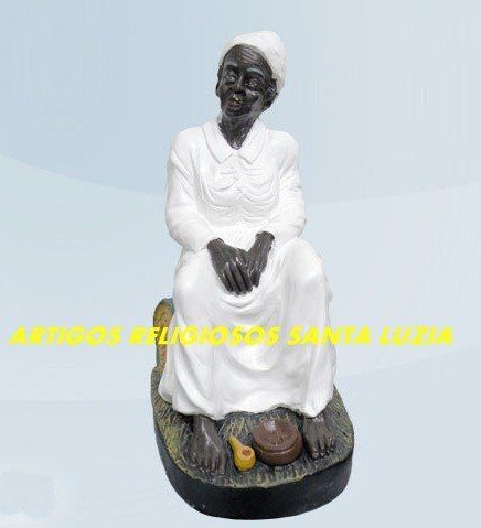 Linda Escultura Preta Velha Para Colocar Nome 40cm Fabrica