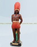 Escultura  Caboclo Pena Vermelha  50cm Altura Melhor Preço
