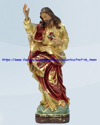 ESCULTURA JESUS CRISTO SAGRADO CORAÇÃO BARROCO DE 30CM