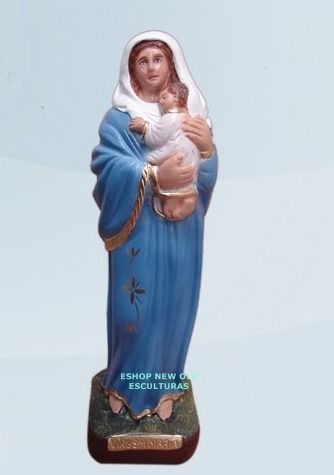 Escultura De Santa Virgem Maria Com Menino Jesus 20cm Altura