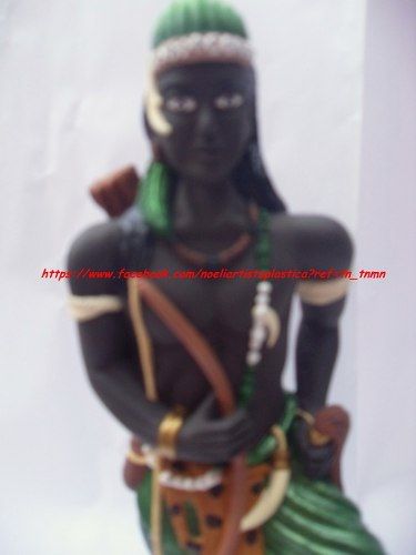 Linda Escultura Orixá Africano Oxosse 35cm Unica No Ml