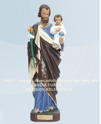 Linda Escultura Sao José Com Meninino Jesus No Colo Unica  M